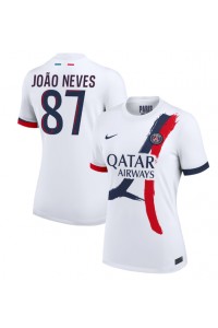 Paris Saint-Germain Joao Neves #87 Jalkapallovaatteet Naisten Vieraspaita 2024-25 Lyhythihainen